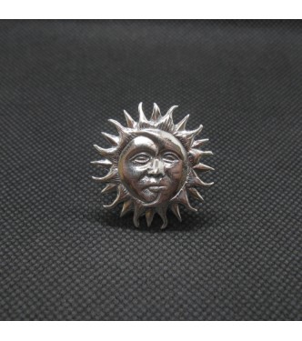 R002089 Genuine Sterling Silver Ring Sun And Moon Solid Hallmarked 925 Adjustable Size